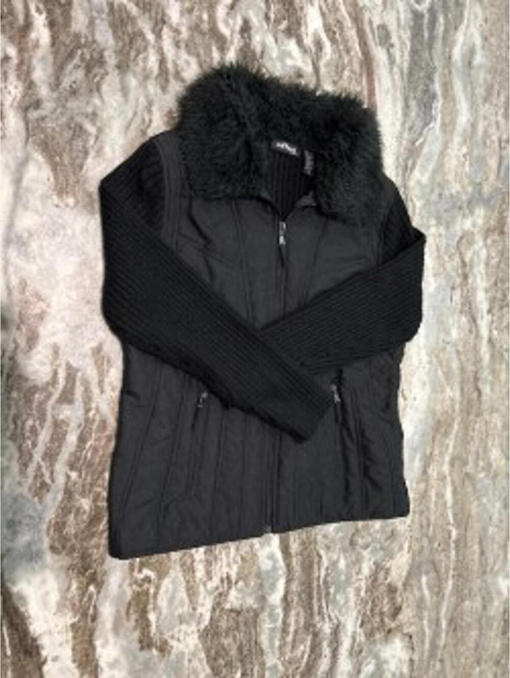 Effeci 1X Faux Fur Collar Quilted Zip Jacket-GUC Chilly Office/Weekend